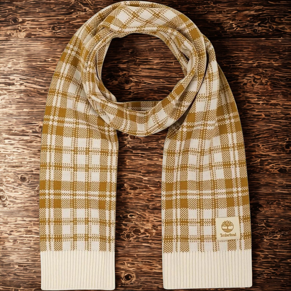 Timberland Scarf Buffalo Plaid Beige Off-White FabFitFun Fall 2023 10" x 68" $60 - Picture 1 of 10